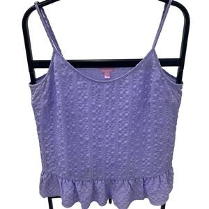 Lilly Pulitzer Women's LG Lilac Purple Peplum Spaghetti Straps Tank Top